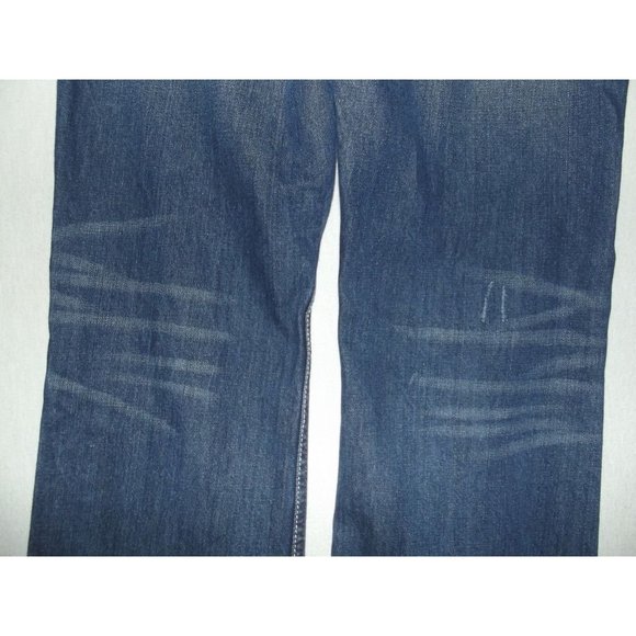 Rue21 Size 9/10 x 35" Thick Stitch Boot Cut Distressed Jeans blue 100% Cotton - Picture 8 of 11